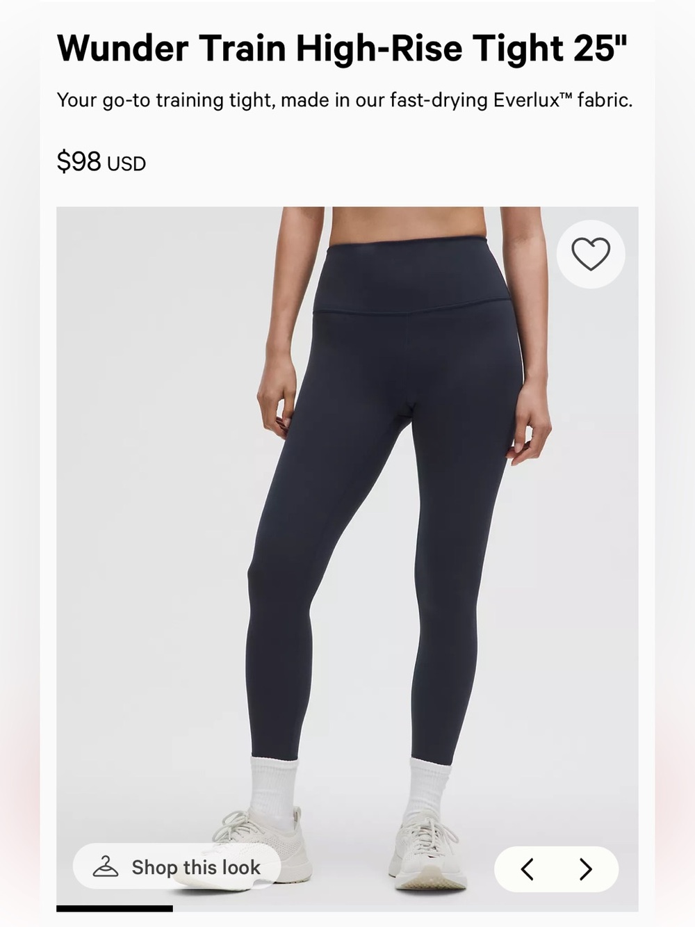 Lululemon Wunder Train HR Tight 25” in True Navy sizes 4, 8 New with Tags
